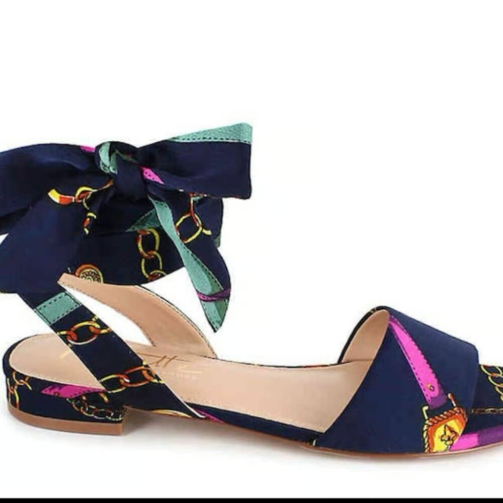 EUC Nanette Lepore Gabriella Satin Tie Ankle Sandals 8